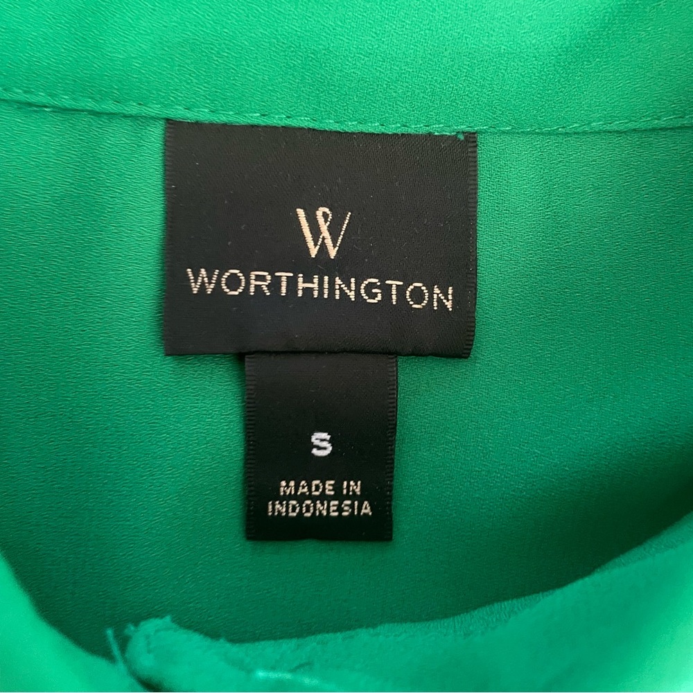 Worthington JCPenney Green Sleeveless Button Down Collared Blouse Top Size Small - Picture 3 of 6